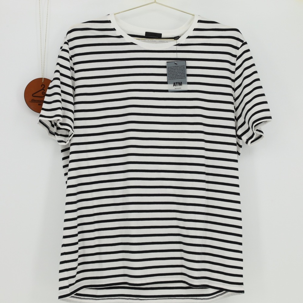 ATM Anthony Thomas Melillo Mens Striped Cotton T-Shirt‎ Size XL Crew Neck Casual